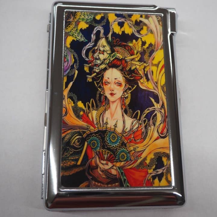 Lighter King - Venta al por mayor Pitillera - Estuche de marihuana Art Nouveau colorido de primera calidad de doble cara