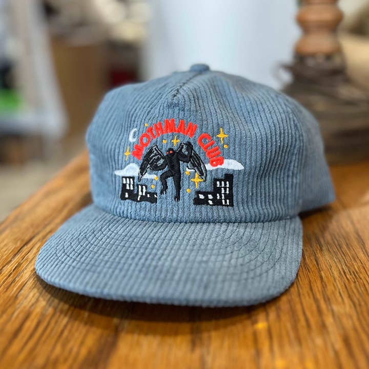Mothman Cryptid Club 5-Panel Corduroy Hat for wholesale by The Space Bureau