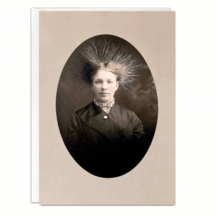 Crazy Hair Day Funny Altered Photo Greeting Card for wholesale by Ain't That a Kick in the Head