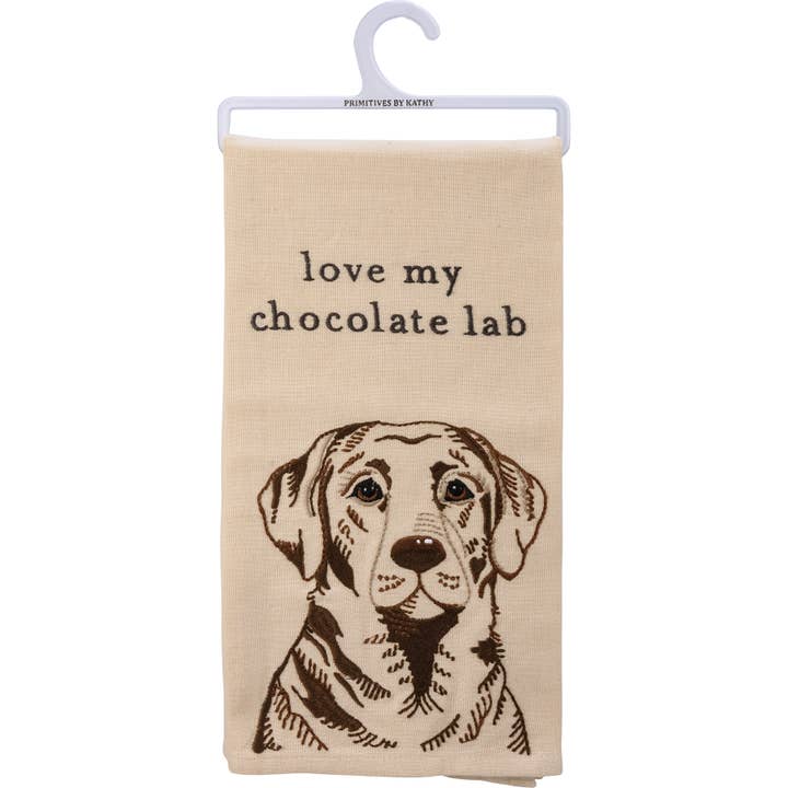 Primitives by Kathy - Wholesale Tea Towel - I Love My Chocolate Lab Kitchen Towel