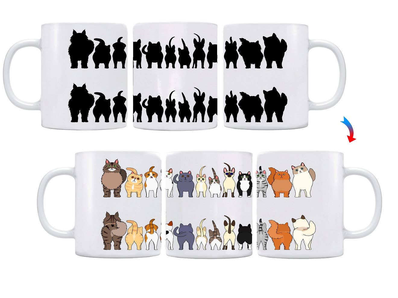 Sunkiss - Venta al por mayor Taza - Taza de café que cambia de color con gatos traviesos