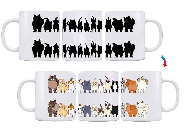 Sunkiss – Caneca por atacado – Caneca de café que muda de cor com silhuetas de gatos0