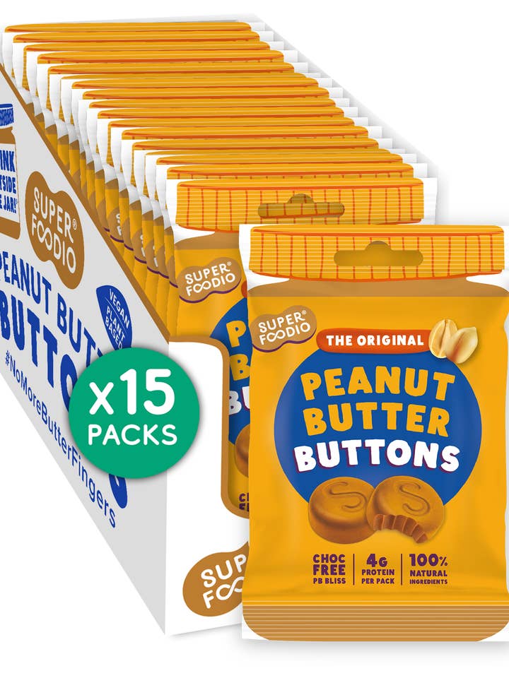 Peanut Butter Buttons - Original (20g x 15 packs) for wholesale by Superfoodio