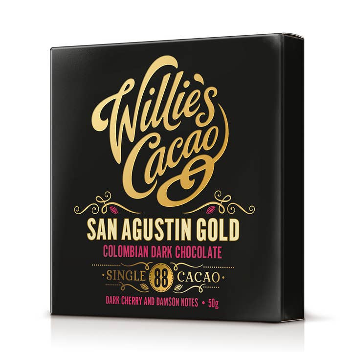 San Augustin 88% dark chocolate. Red fruit notes. Vegan. 50g for wholesale by Willie's Cacao