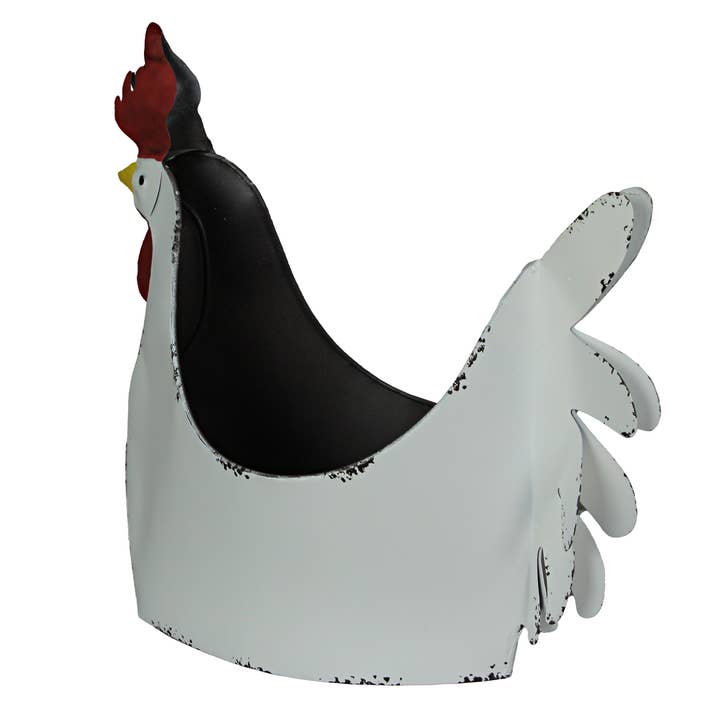 Zeckos - Wholesale Plant Pot - Rustic White Galvanized Metal Indoor/Outdoor Rooster Planter
