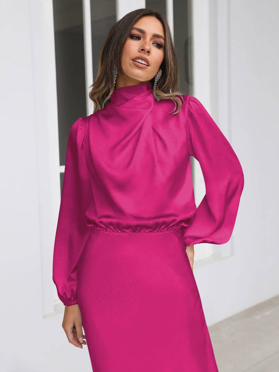 Sweetkama - Wholesale Dress - Women's - Ladies Elegant Satin Party Daily Midi Dress GQTG21