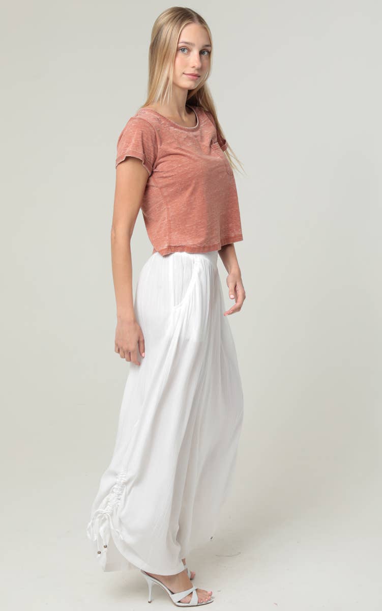 ANGIE - Wholesale Pants - Women's - B3710-ASIS SIDE CINCH WIDE LEG PANTS WITH SMOCKED WAIST AND 13