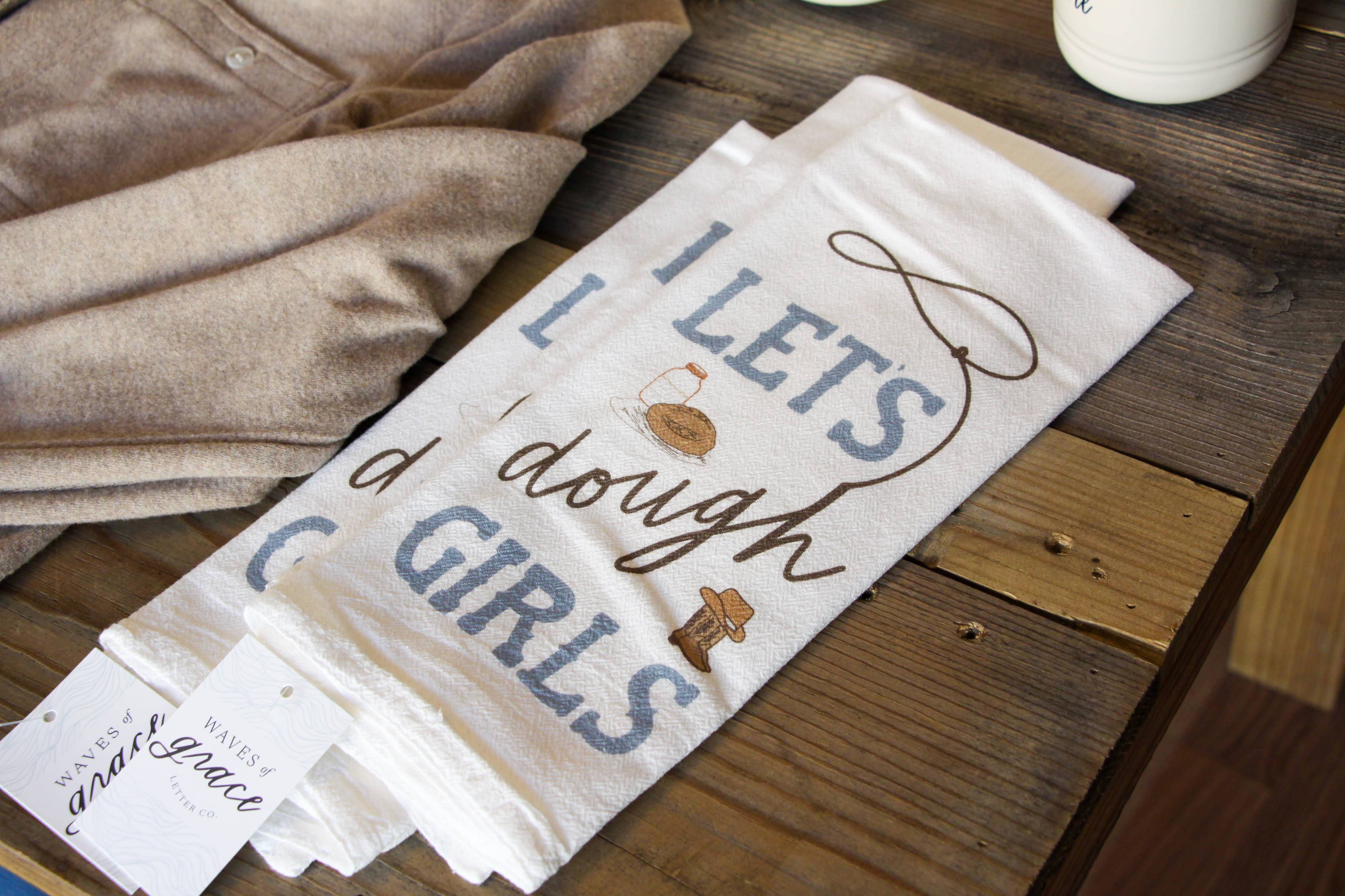 Waves of Grace Letter Co. - Wholesale Tea Towel - Let's Dough Girls Hand Towel2