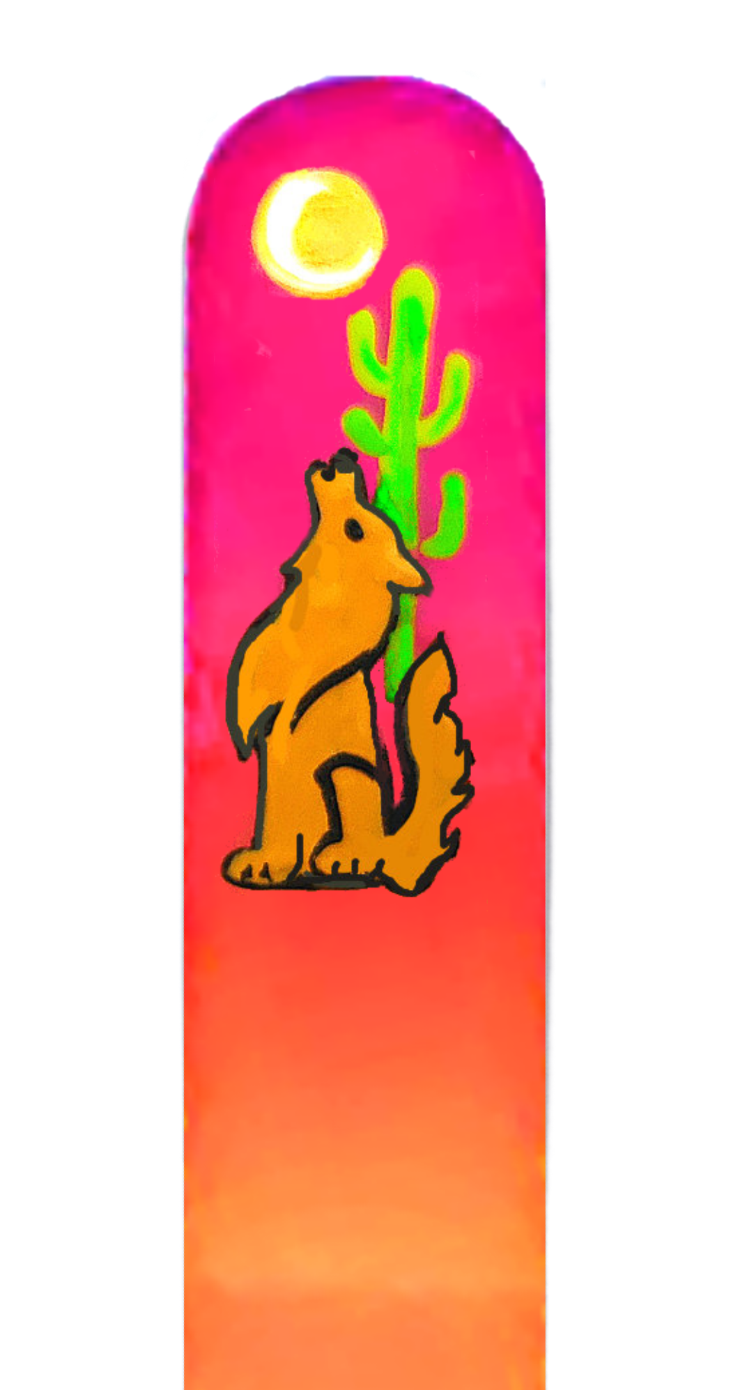 Classy Nail Files – Großhandel Nagelfeile – Kojotenmond-Kaktus Südwestfarbe handbemalte Nagelfeile0