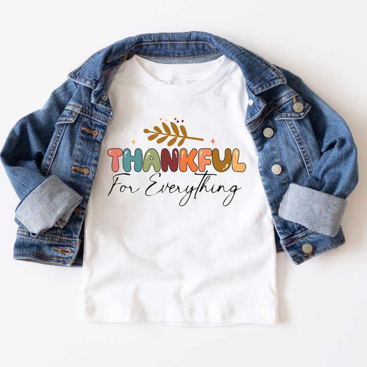 Camiseta Gráfica de Outono para Jovens Agradecidos por Tudo por atacado de Mama and Littles Apparel