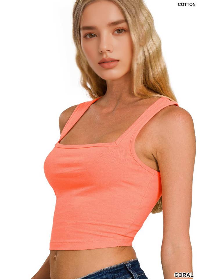 42POPS - Venta al por mayor Camisola - Mujer - Top corto de algodón con escote cuadrado2