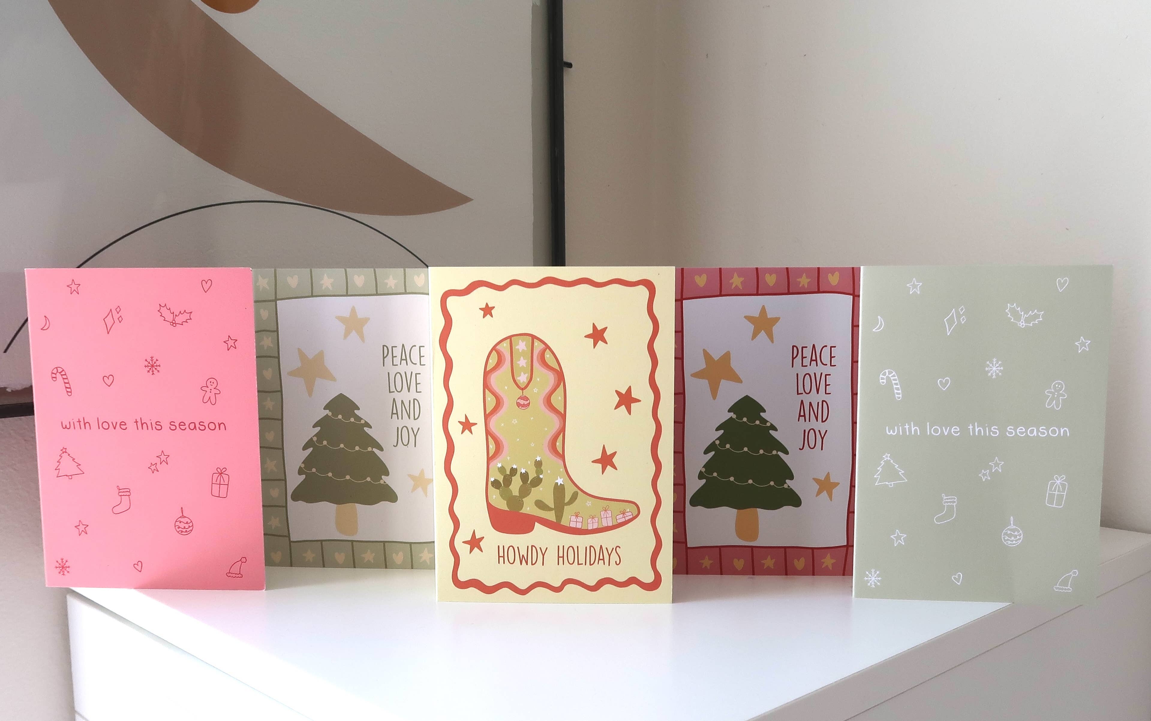 From Rosalie - Wholesale Christmas Card - Peace Love Joy Pink | Christmas Card | Holiday Card 2