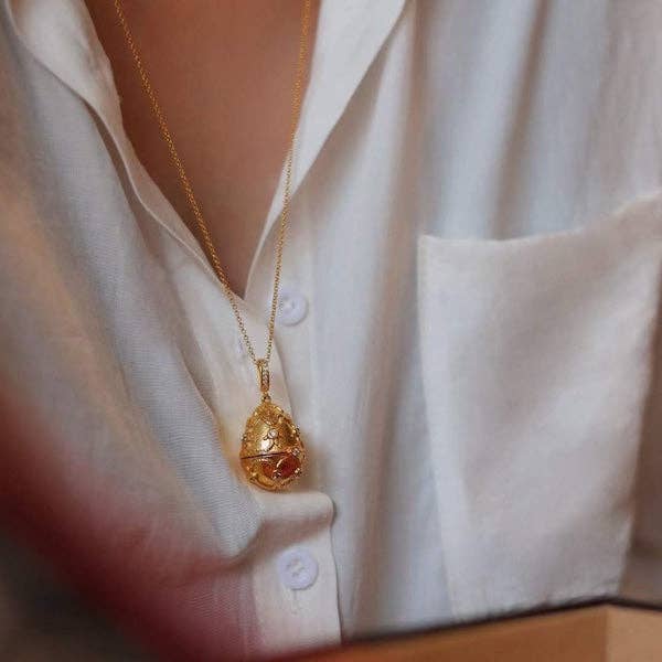 LanLivia – Engroshandel Halskæde med medaljon – LanLivia ægte rubin-kongevært guld æg-vedhæng med medaljon5