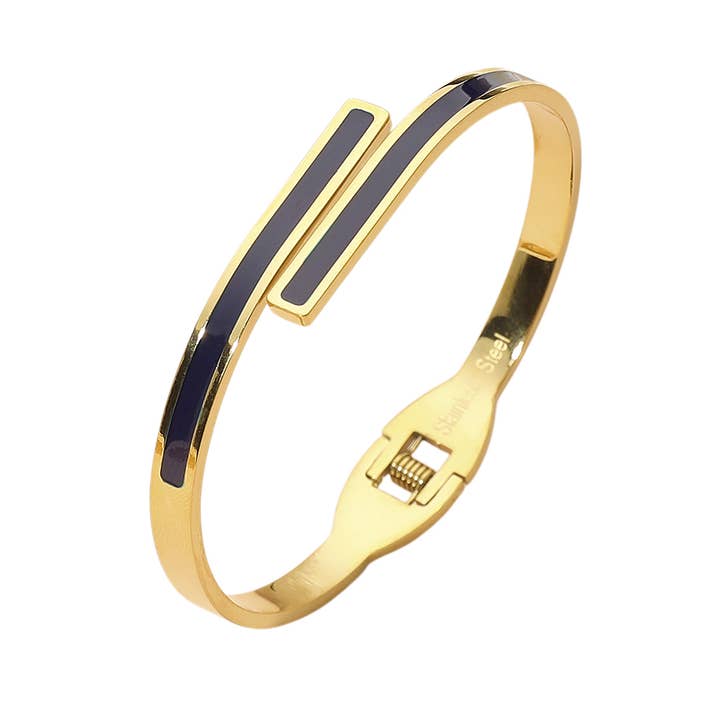 Sensibling Corp. - Wholesale Bangle Bracelet - Stainless Steel Minimalist Overlap Hinged Bangle Bracelet1