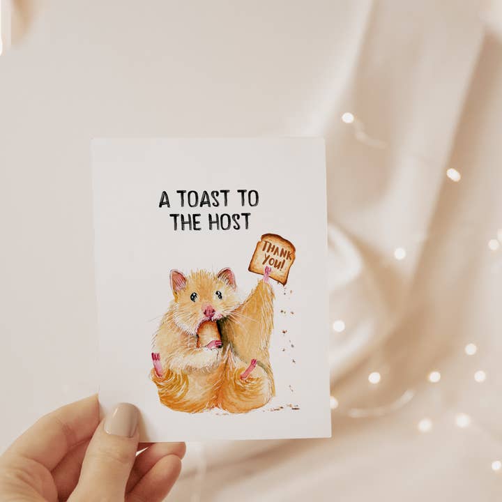 Liyana Studio - Wholesale Thank You Card - Hamster Toast To The Host - Funny Thank You Card