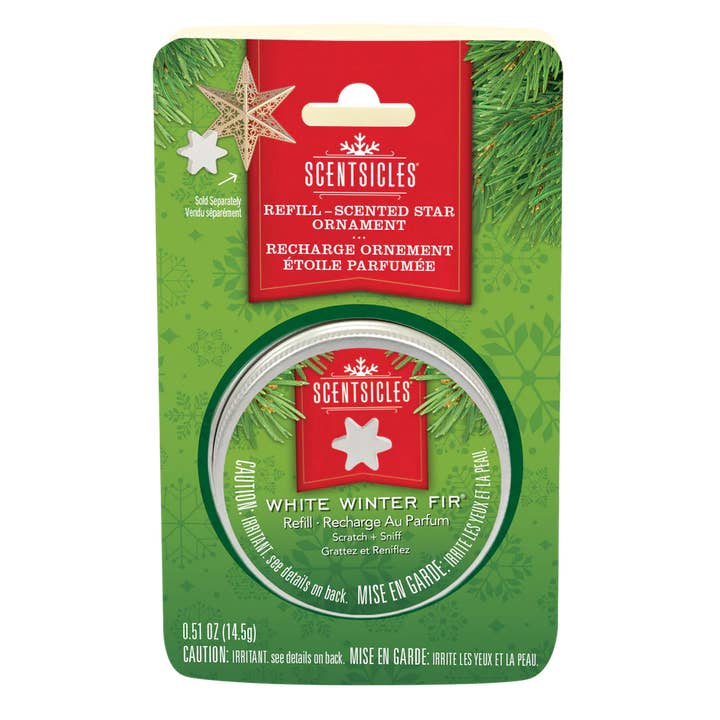 Scentsicles Metal Star Ornament Refill White Winter Fir for wholesale by Scentsicles