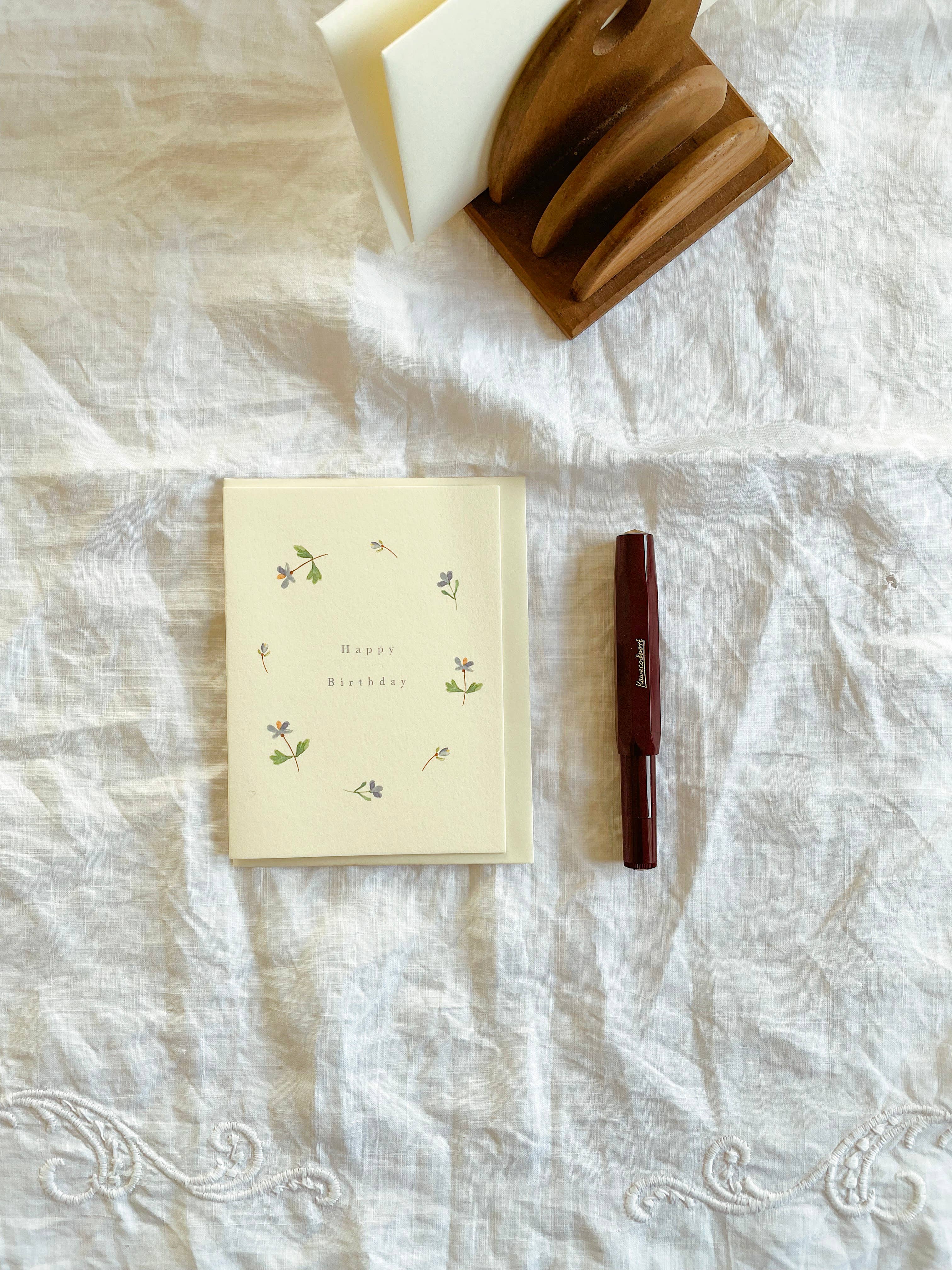 Annie Brougham Paper Goods. – wholesale Birthday card – Blue Florals Petite Summer Birthday Card4