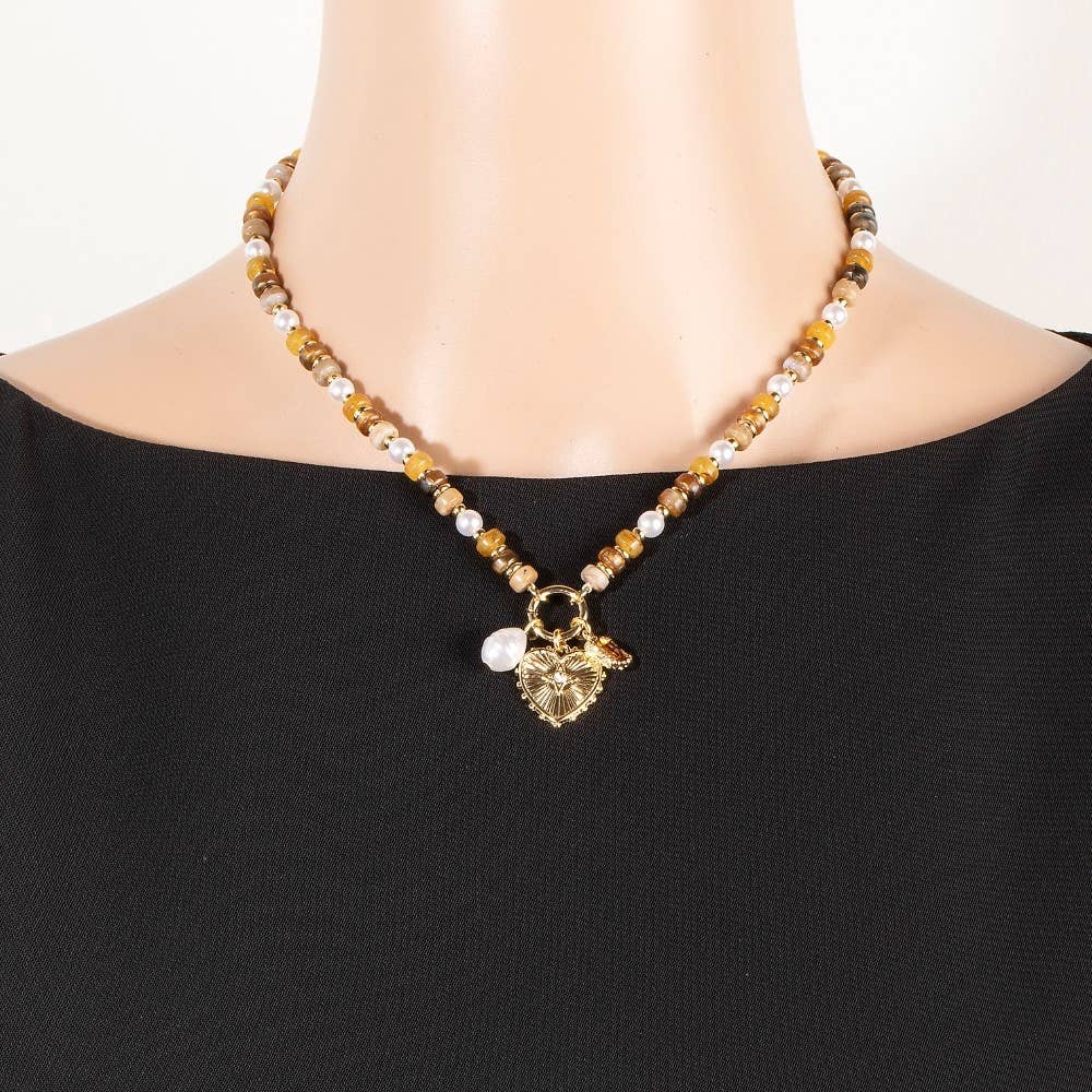 Anarchy Street - Wholesale Pendant/Charm Necklace - Pearl And Heart Pendants Acetate Beaded Necklace3