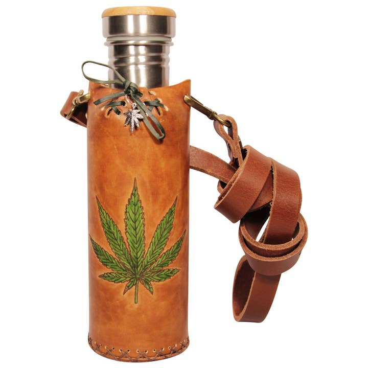 Tan - Hemp - Deluxe Water Bottle Holder for wholesale by Vesica