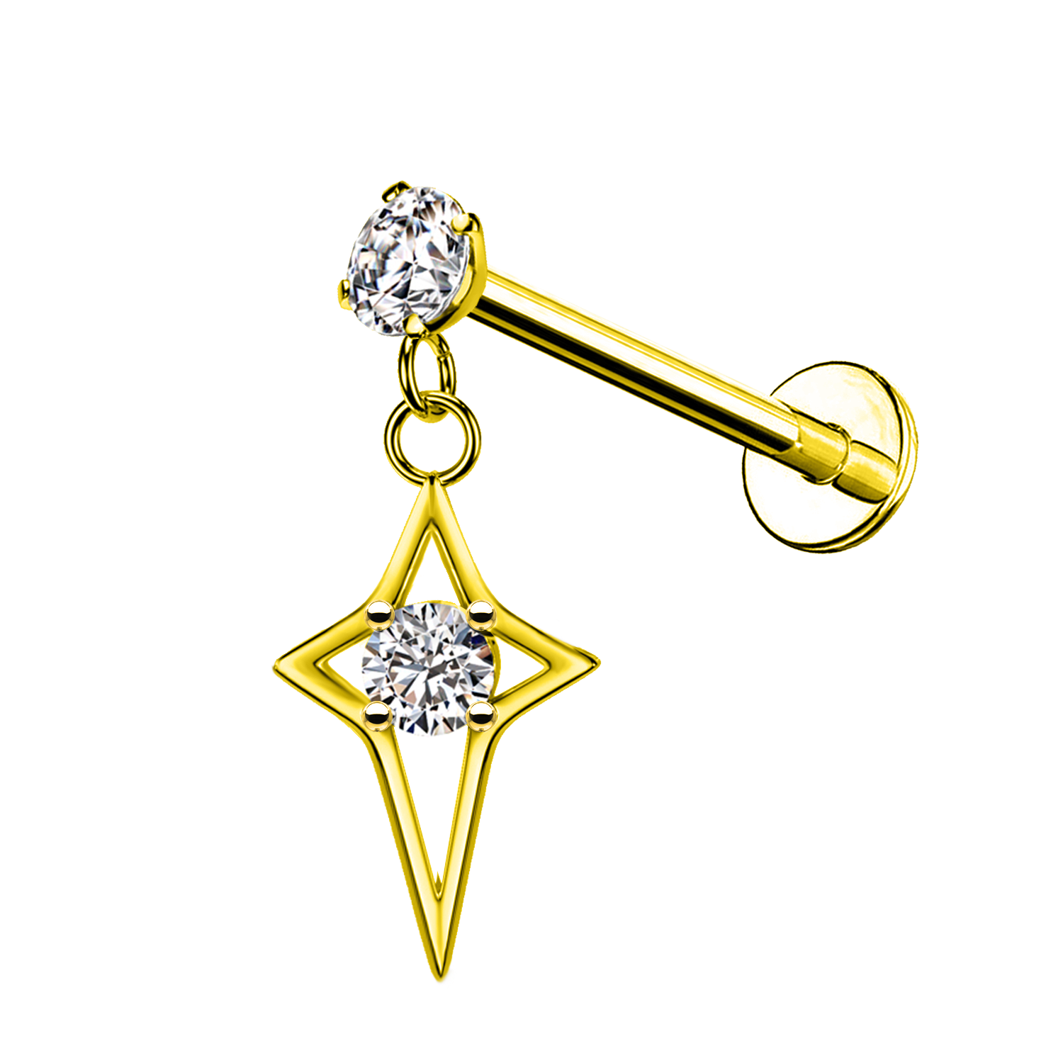 Awaken - Wholesale Single Earring - Labret Pendant Piercing with Star and Crystal1
