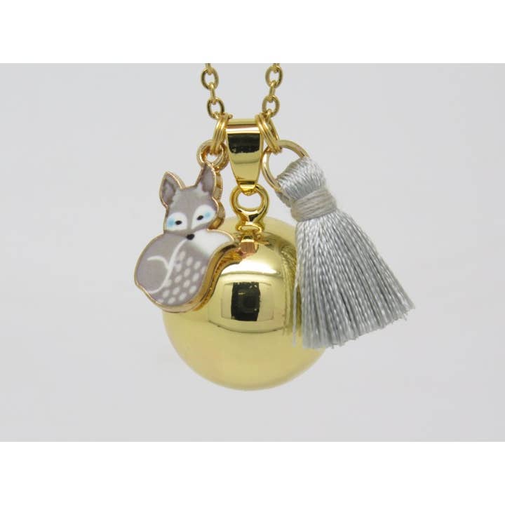 F de Bm créations – Colar pingente/pendente por atacado – Colar de gravidez em ouro fino com pequeno raposo e tassel - Presente para futura mamãe F de Bm créations3