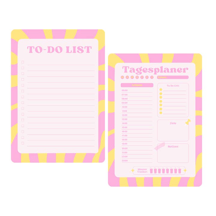 2er Set Notizblöcke: Tagesplaner & To-Do List für den Großhandel von Mal Mich Bunt