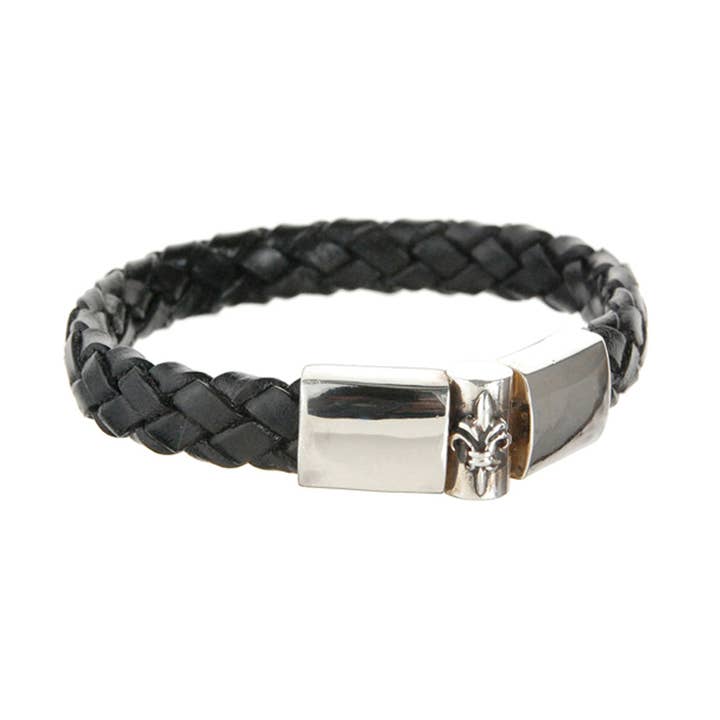 Bracelete de couro prateado liso With Lily 10 por atacado de ElfCraft