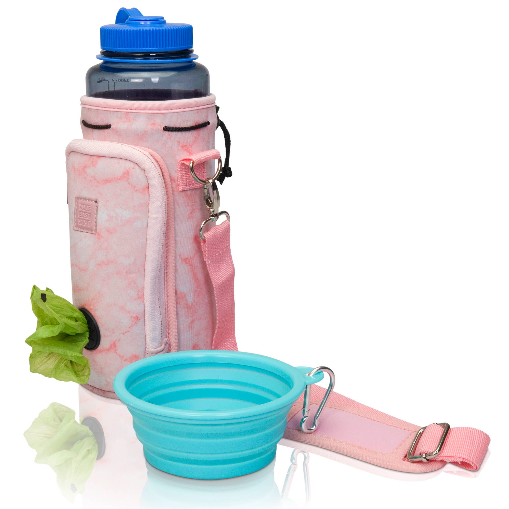 MADE EASY KIT – Suporte para garrafas/garrafeira por atacado – Kit fácil de transportar garrafa de água com bolso para saco de cocô de cachorro61