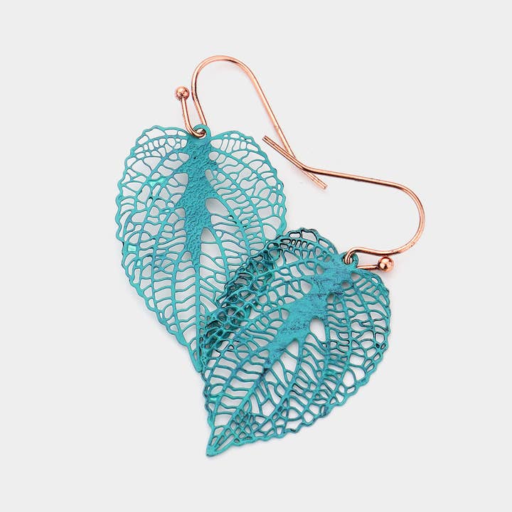 Filigran mässing metall blad Dingla Örhängen för wholesale av Sensibling Corp.