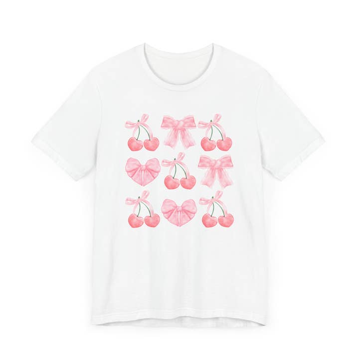 Pink Cherry Heart & Bow Tee for wholesale by M2B Designs