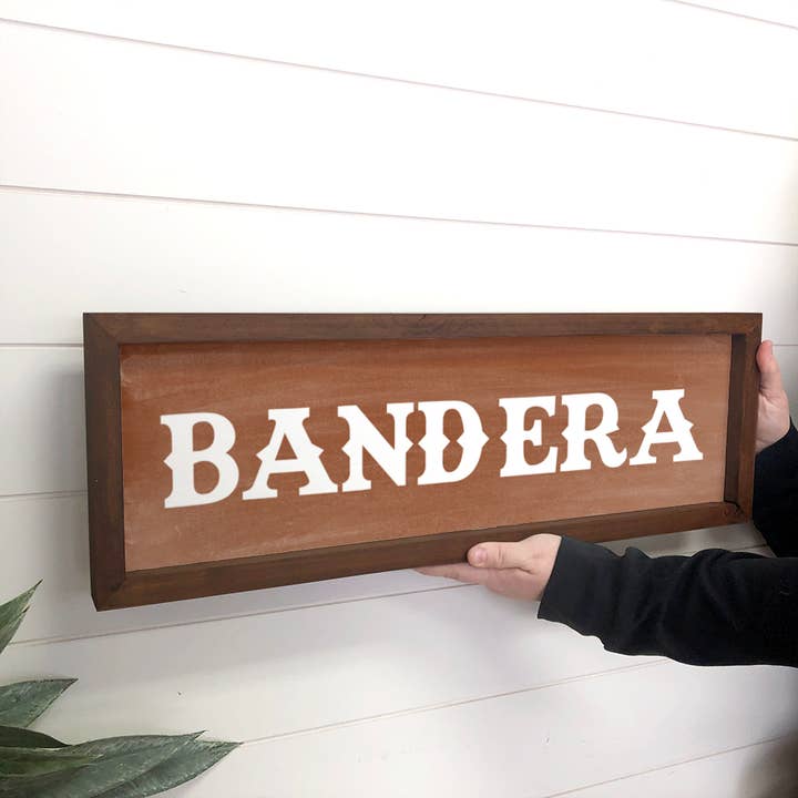 Hangout Home - Wholesale Sign - Customizable Western City Sign - Western Block Bandera Sign1