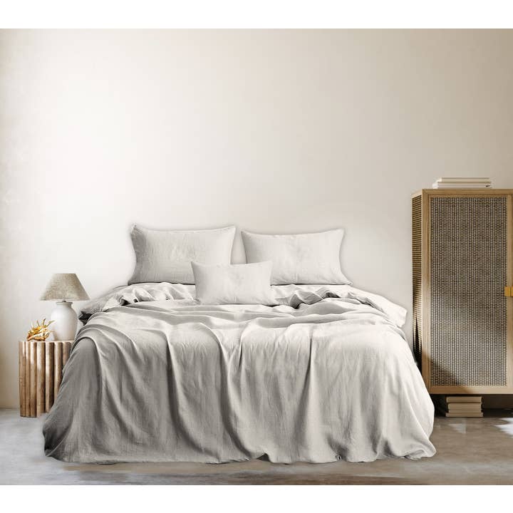 Moonquake Grey Linen Bedsheet Set for wholesale by Bedlam