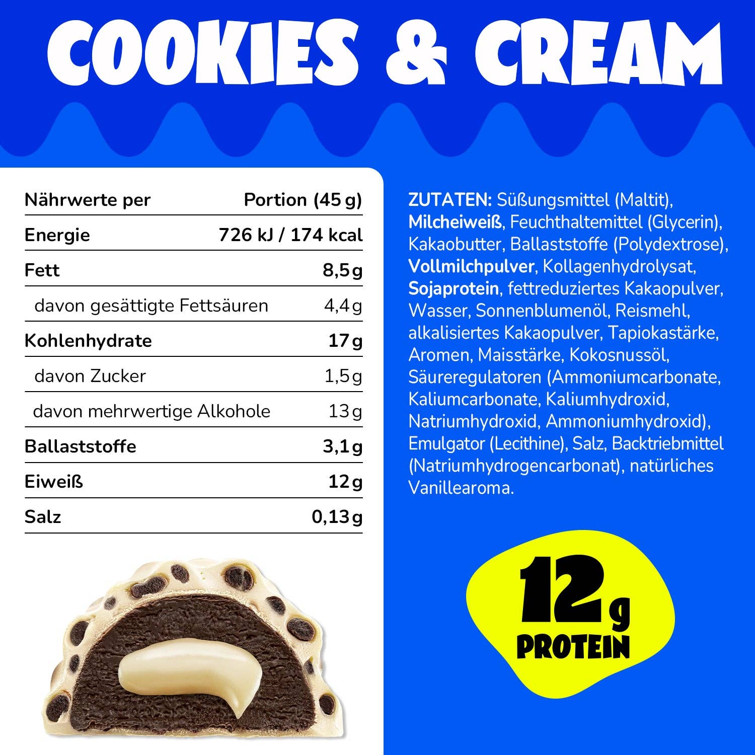 ahead - Vente Barres de céréales - Barre Protéinée Cookies & Cream (Plateau 14 x 45 g)4