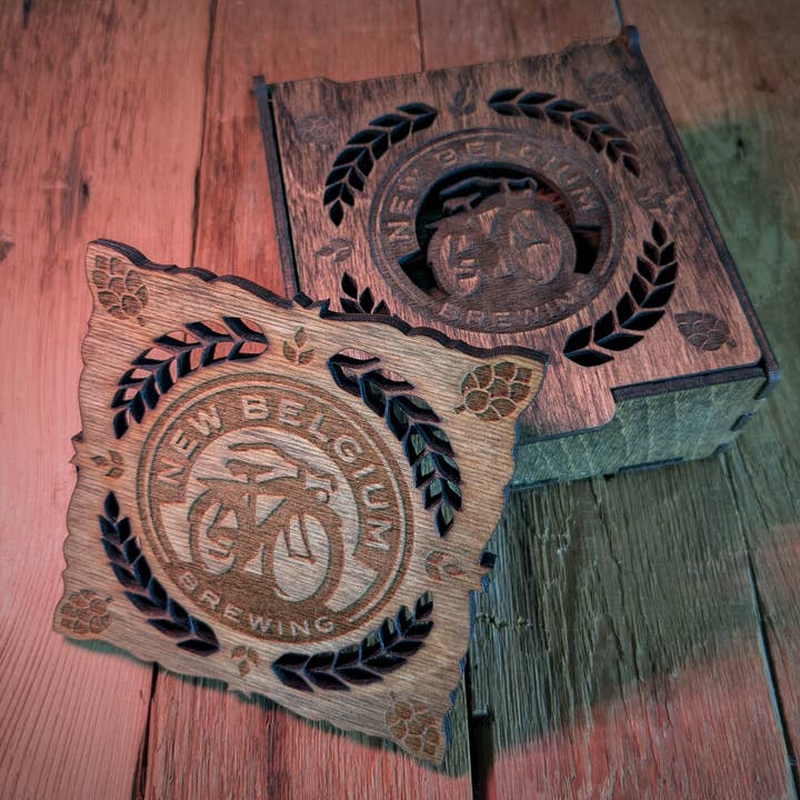 Premium Wooden Coaster Sets with Logo for wholesale by Rad Werx Design