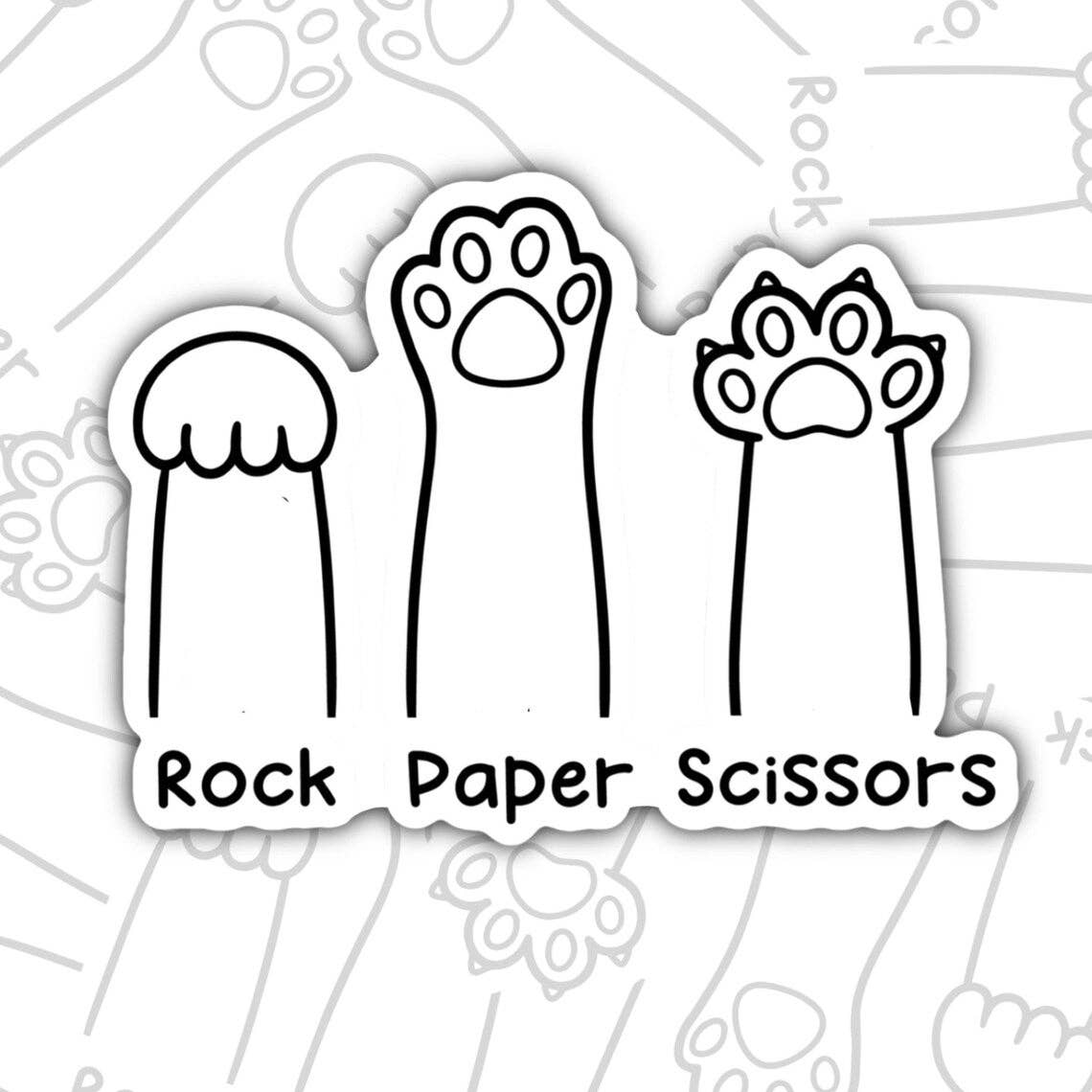 Valajo Designs - Wholesale Sticker - Rock, Paper, Scissors, Funny Cat Lovers Waterproof Sticker0
