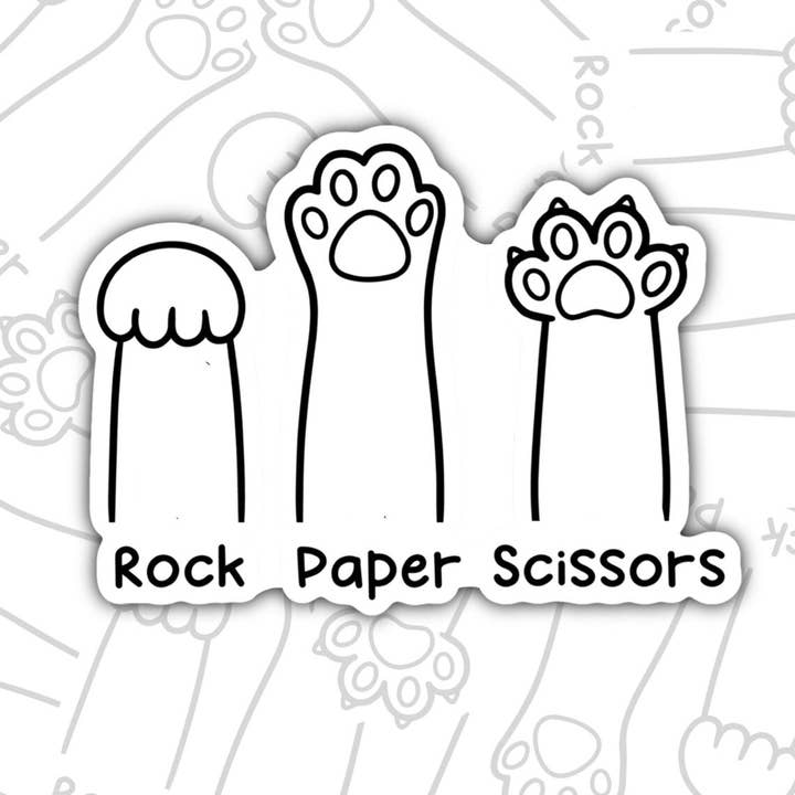 Valajo Designs - Wholesale Sticker - Rock, Paper, Scissors, Funny Cat Lovers Waterproof Sticker