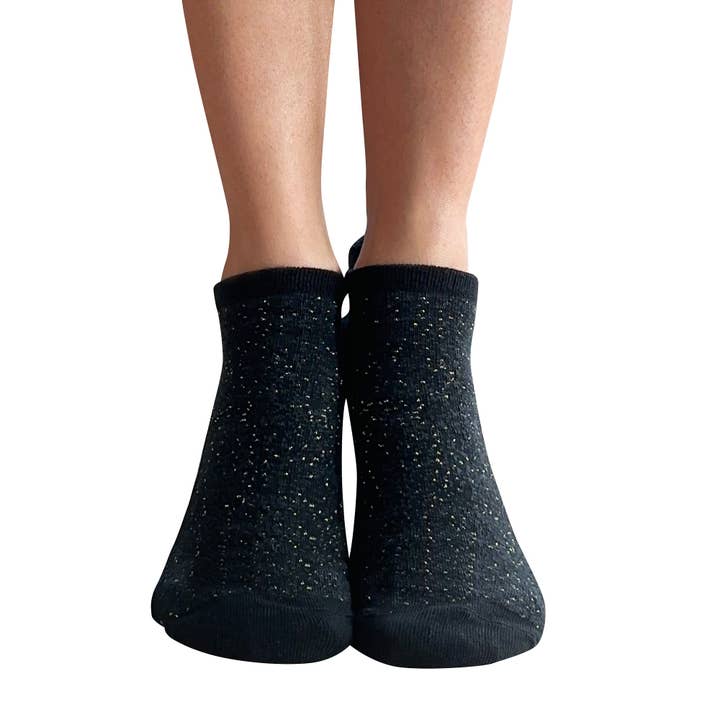 Tucketts - Wholesale Socks - Women's - Tucketts Tab Dazzling Noir Pilates Socks - Non-Slip Grip, Closed Toe, Barre & Yoga - Women's