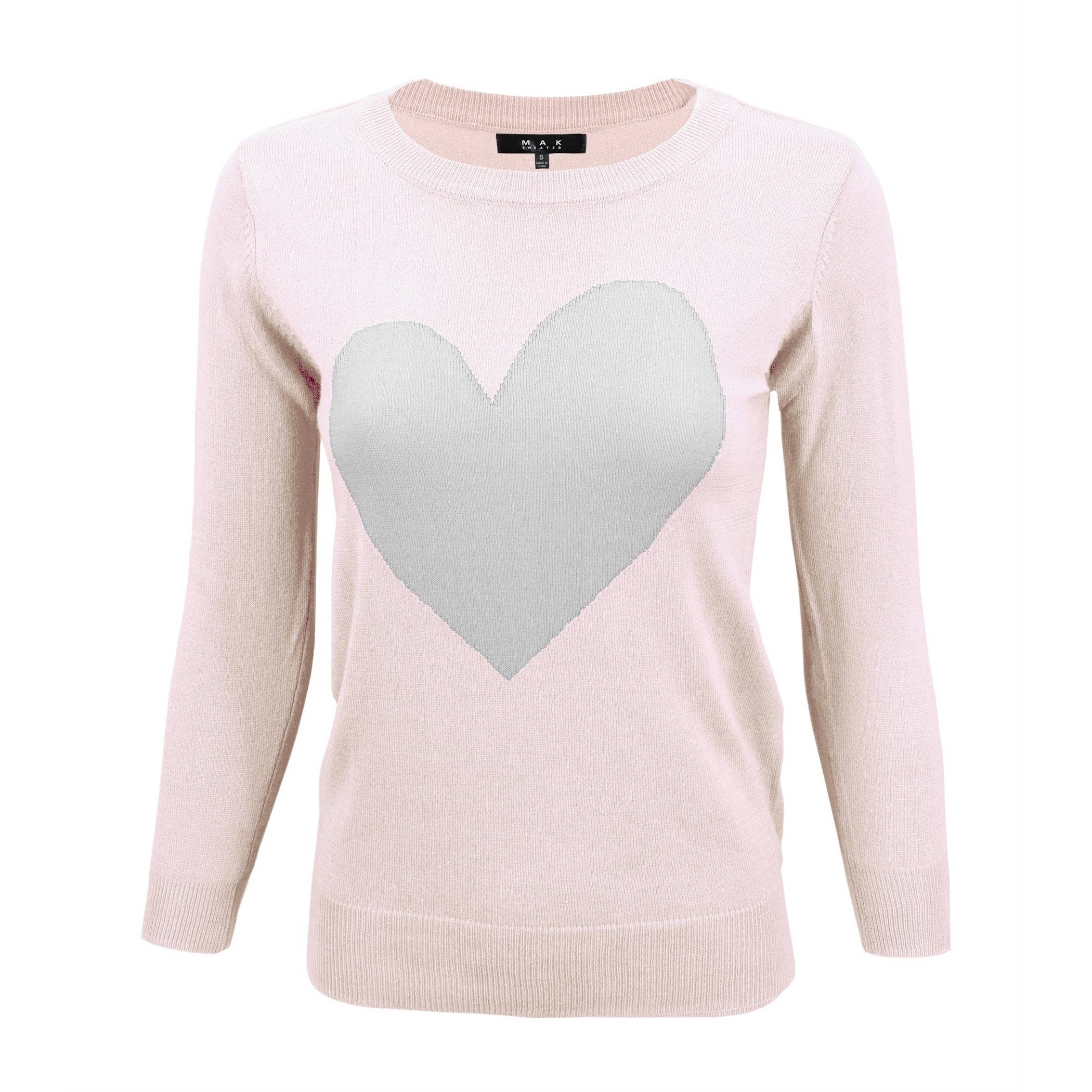 Mak – wholesale Pullovertröja - Dam – Heart Chenille Crewneck 3/4 ärm tröja MK359526