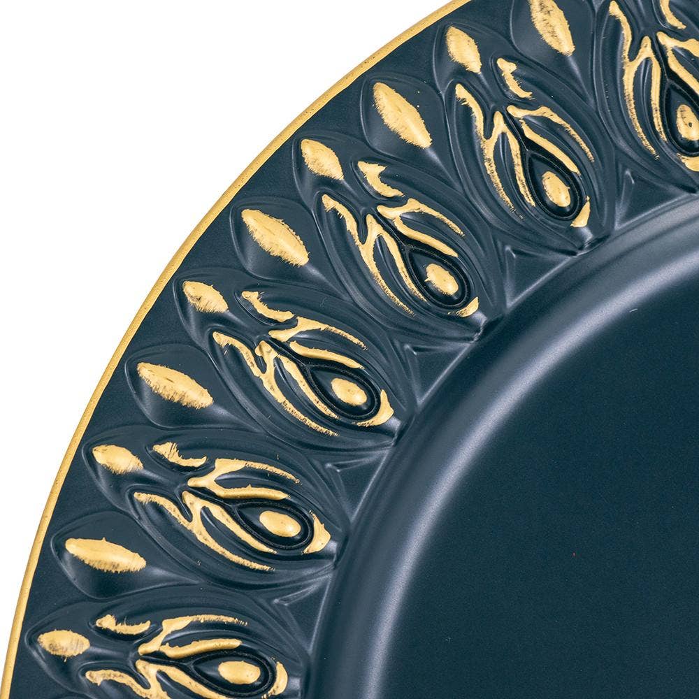 A&B Home Group Inc. – wholesale Decorative plate/dish/bowl – D14" Decorative Plastic Plate - Blue/Gold2