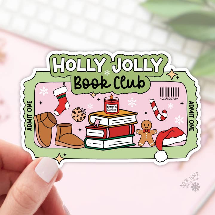 Pegatinas del Club de Lectura Holly Jolly / Pegatinas Navideñas de Libros para venta al por mayor de Book Lover Merch Shop