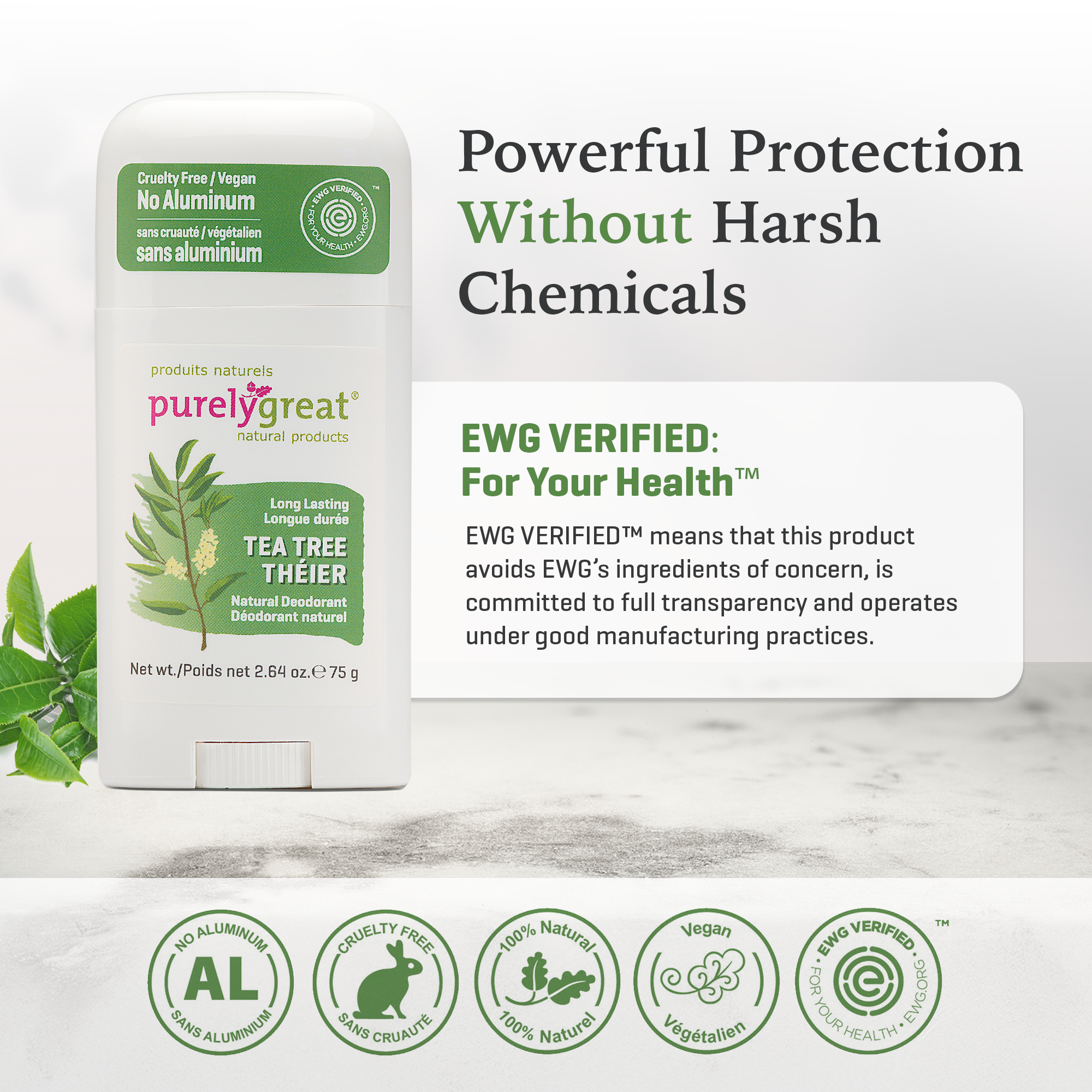 Purelygreat Natural Deodorants - Wholesale Deodorant - Unisex - Purelygreat Stick Deodorant - Tea Tree4