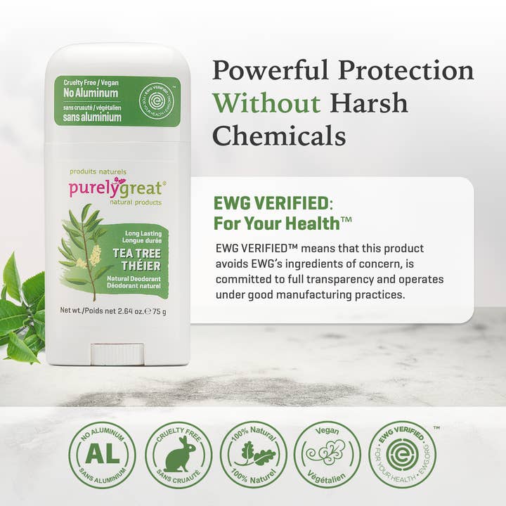 Purelygreat Natural Deodorants - Wholesale Deodorant - Unisex - Purelygreat Stick Deodorant - Tea Tree4