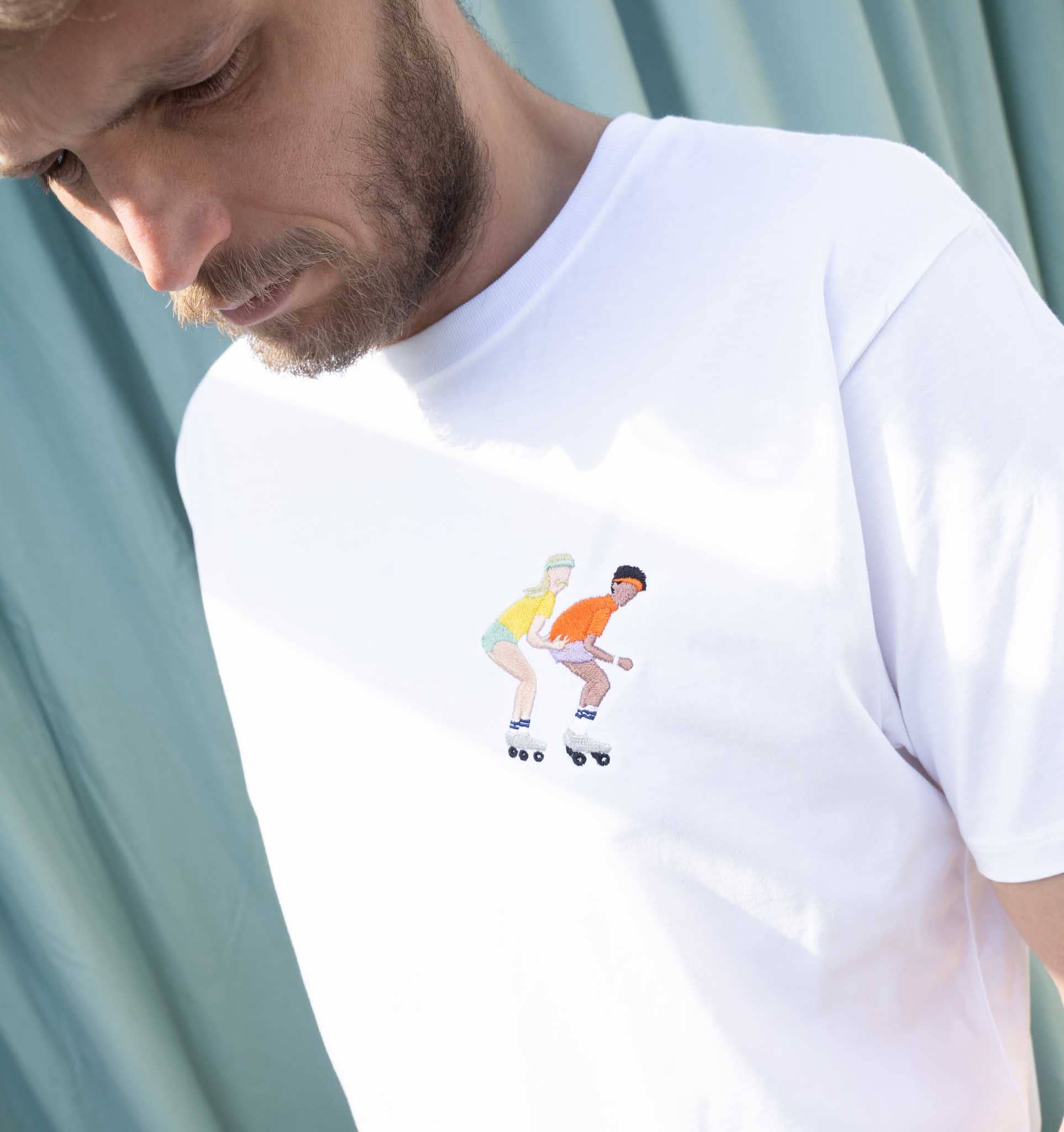 white Roller skating boys | t-shirt for wholesale on Faire2