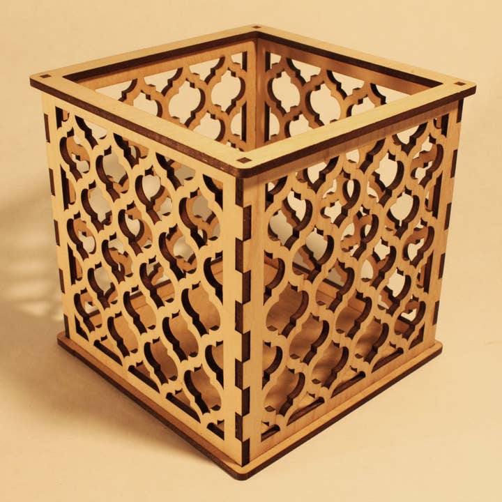 Moroccan Trellis Quatrefoil - Pillar Candle Holder for wholesale by Etch Pros