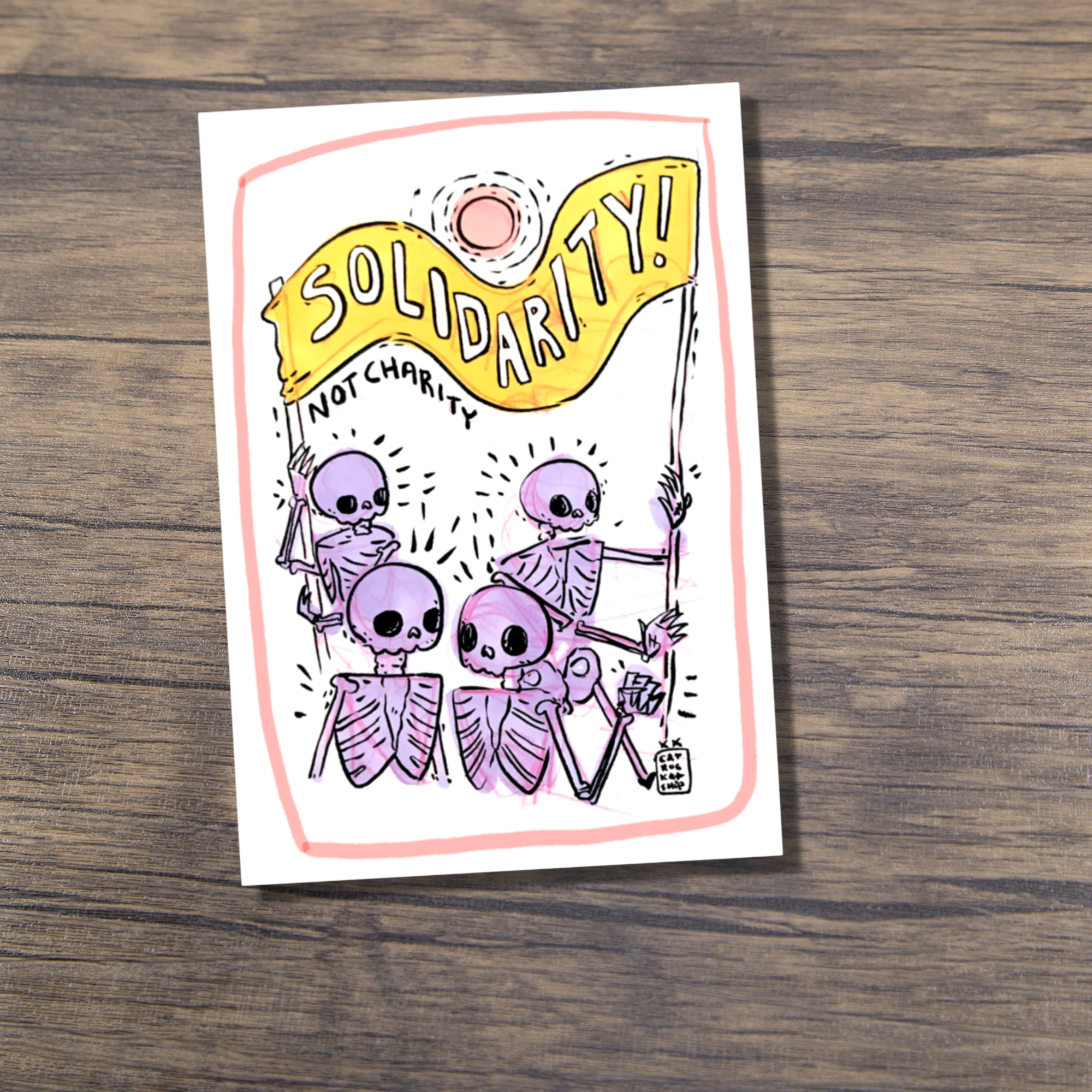 Cat Rocketship – Engroshandel Klistermærke – Solidarity Not Charity 4" vandtæt vandflaske klistermærke1