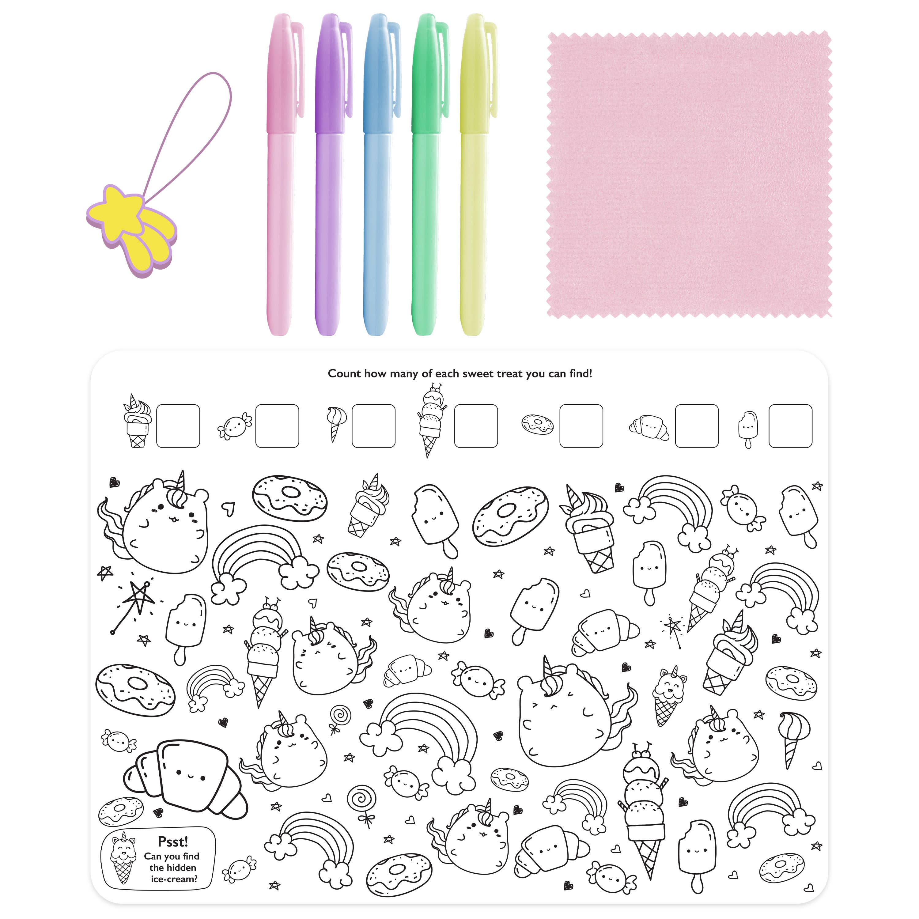Hinkler Australia - Wholesale Colouring and activity book – kids and baby - Jr Kaleidoscope Sweet Kawaii Silicone Games Mat1