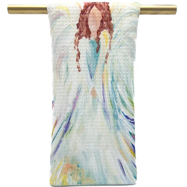 Colorful Angel Tea Towel - Spring Hand Towel for wholesale by Rachel Brooks Design, LLC