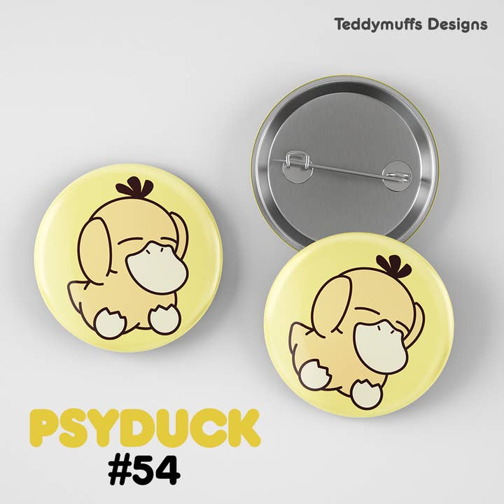 Teddymuffs Designs – wholesale Lapel pin/button – Psyduck Button Pin | Pokemon | Pokémon