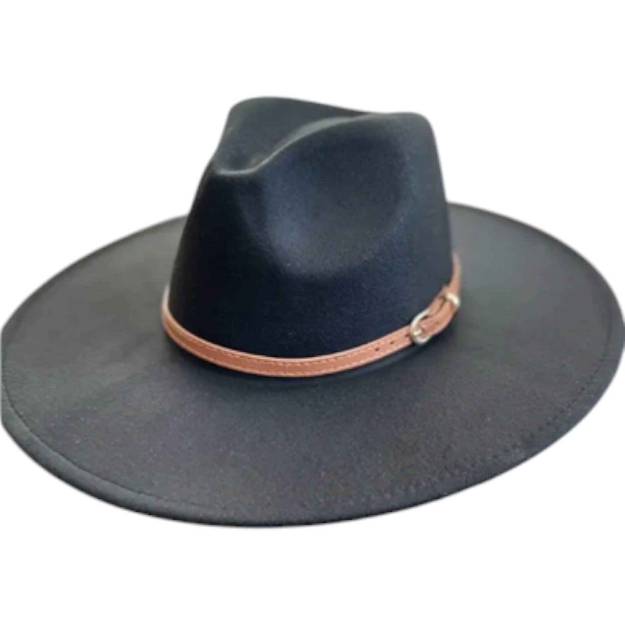 Portia Hat – wholesale Fedora - Unisex – Classic Wide Brim Felt Fedora with Leather Buckle Band0