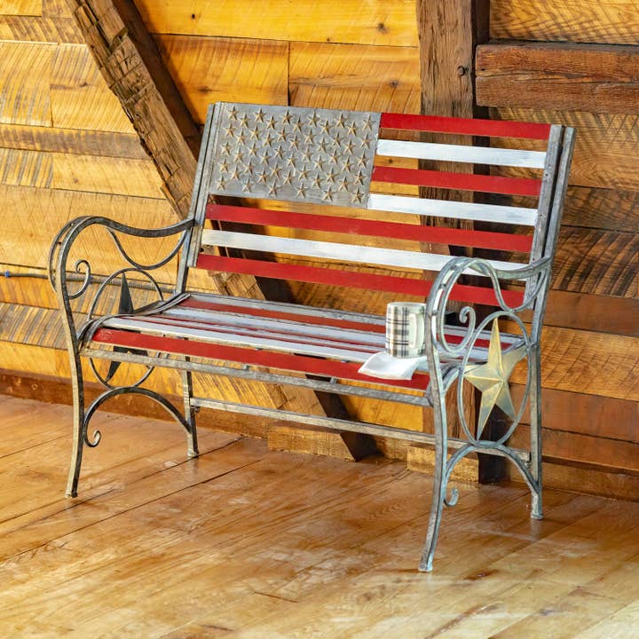 American Flag Garden Bench for wholesale by Zaer Ltd. International